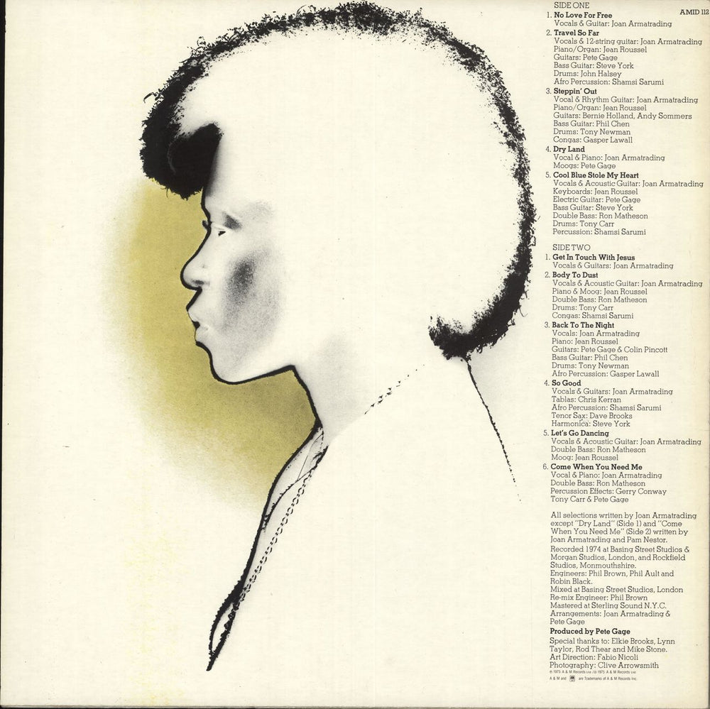 Joan Armatrading Back To The Night UK vinyl LP album (LP record)