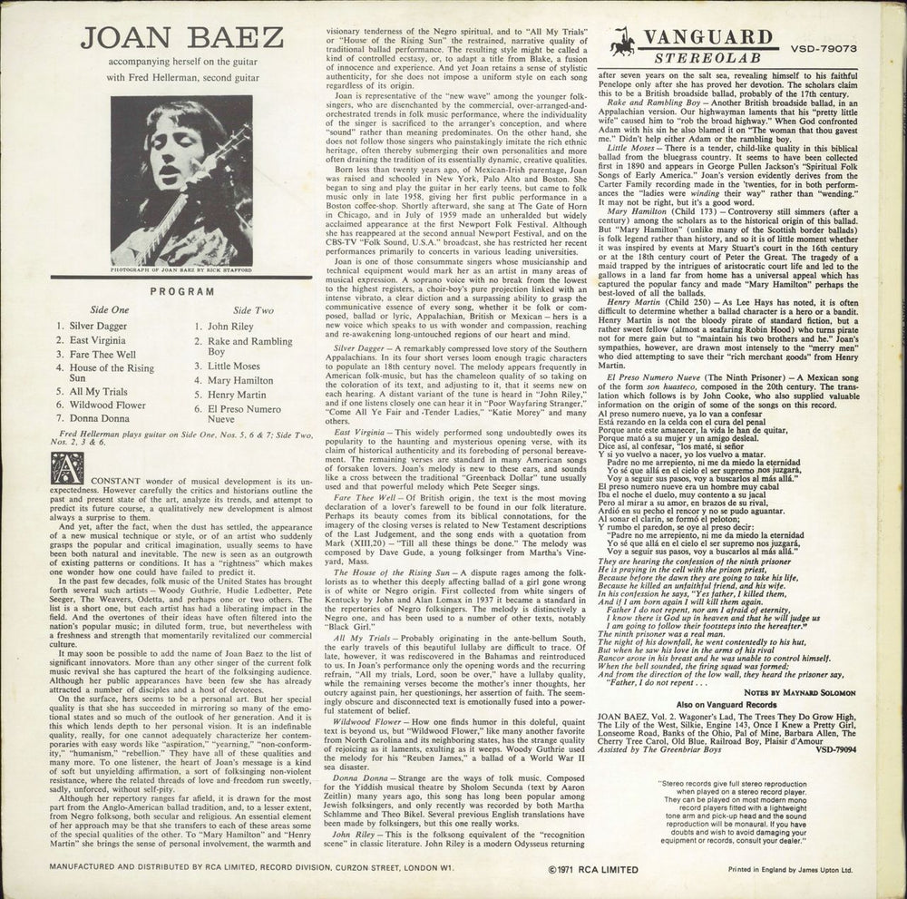 Joan Baez Joan Baez - 1st UK 12" vinyl single (12 inch record / Maxi-single)