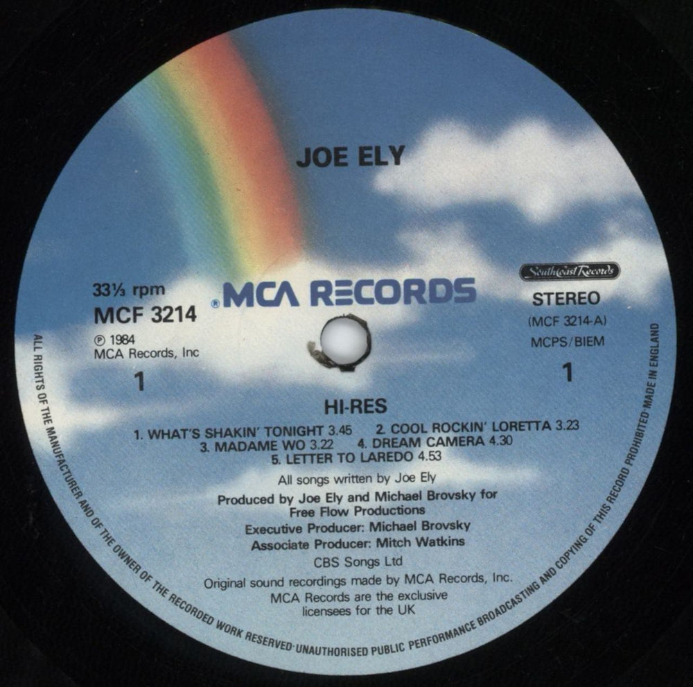 Joe Ely Hi-Res UK vinyl LP album (LP record) JCMLPHI815872