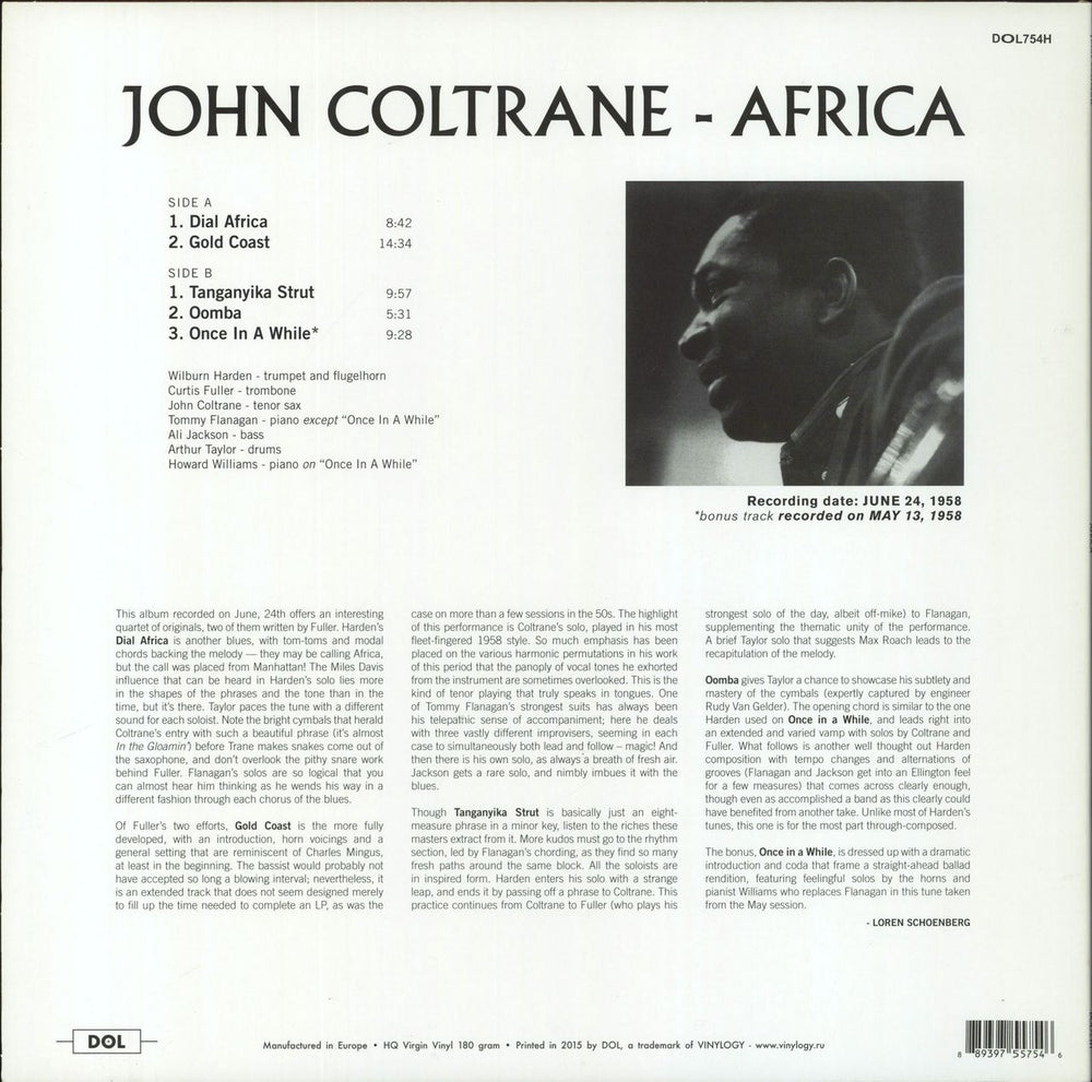 John Coltrane Africa UK vinyl LP album (LP record) 889397557546