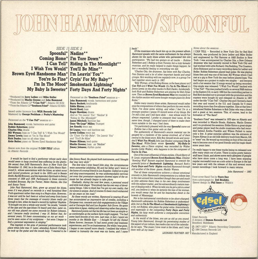John Hammond Spoonful UK vinyl LP album (LP record)
