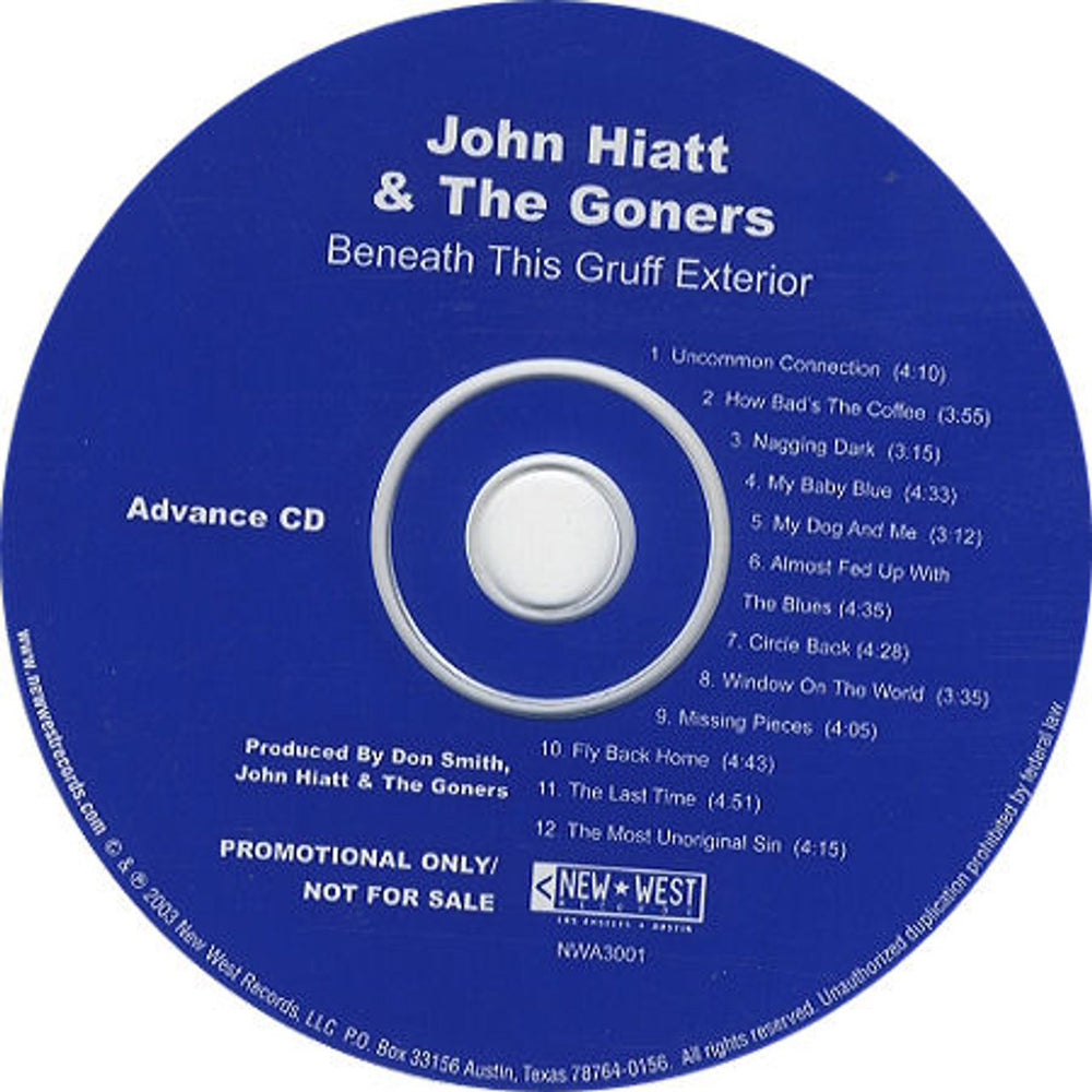 John Hiatt Beneath This Gruff Exterior US Promo CD album (CDLP) NWA3001