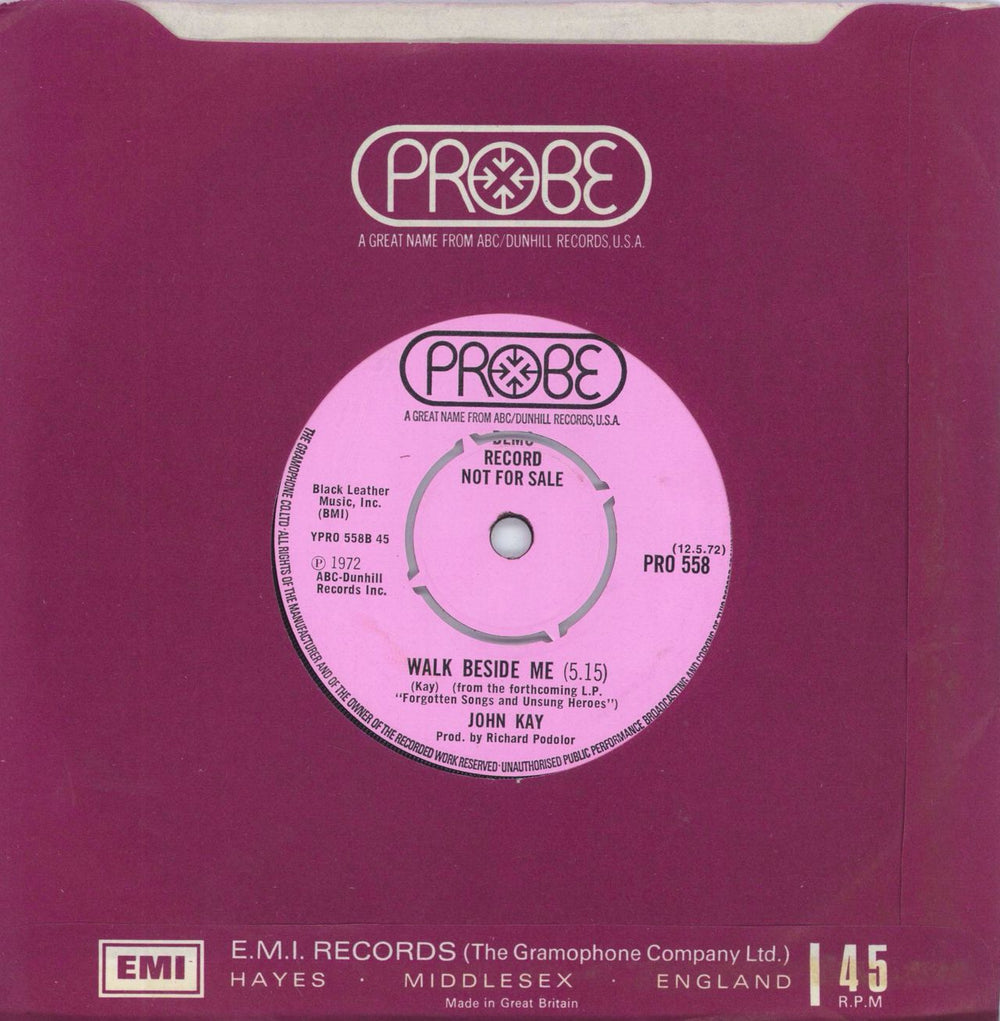 John Kay I'm Moving On UK Promo 7" vinyl single (7 inch record / 45)