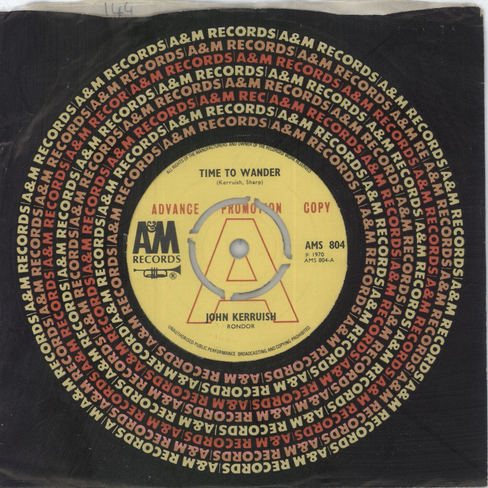 John Kerruish Time To Wander - A Label UK Promo 7" vinyl single (7 inch record / 45) AMS804