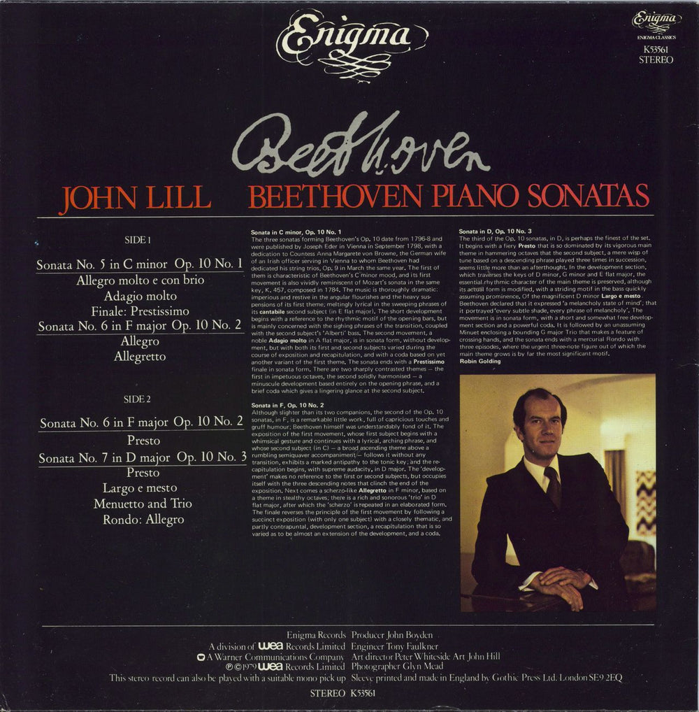 John Lill Beethoven Piano Sonatas UK vinyl LP album (LP record)