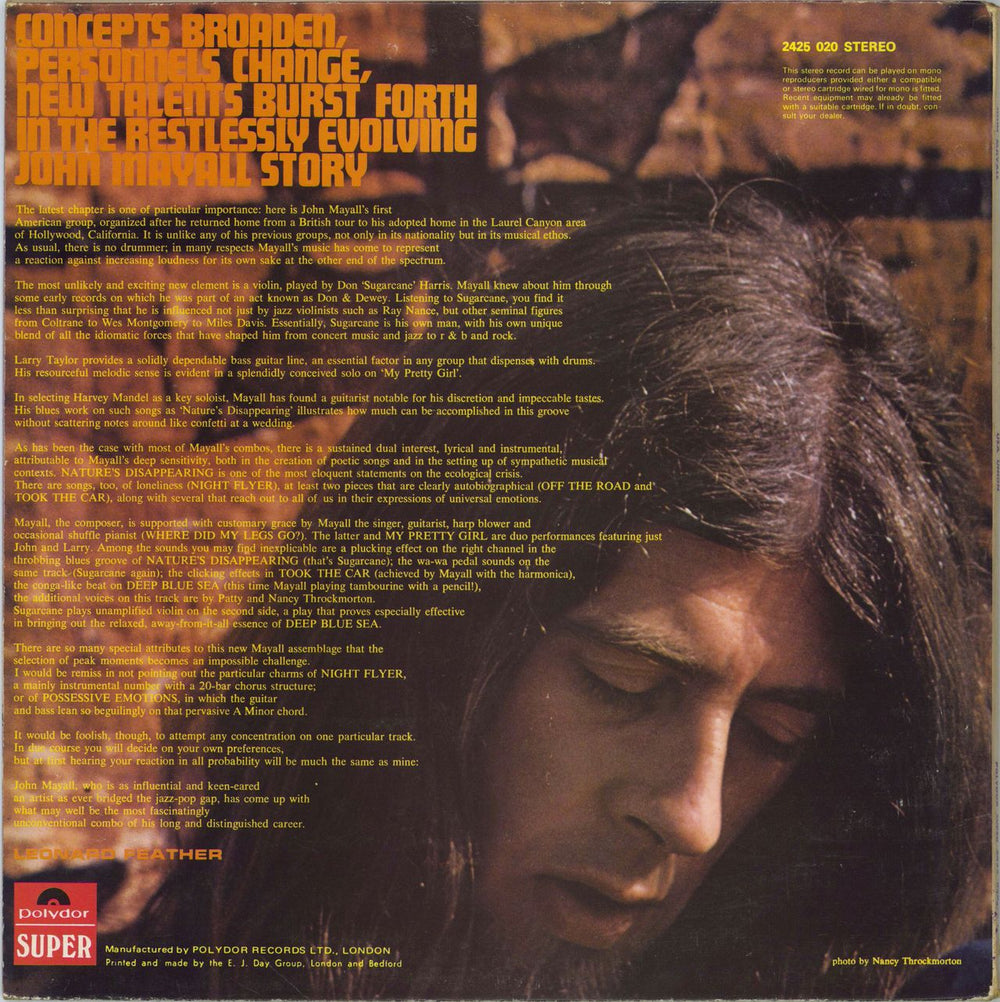 John Mayall USA Union - VG UK vinyl LP album (LP record)