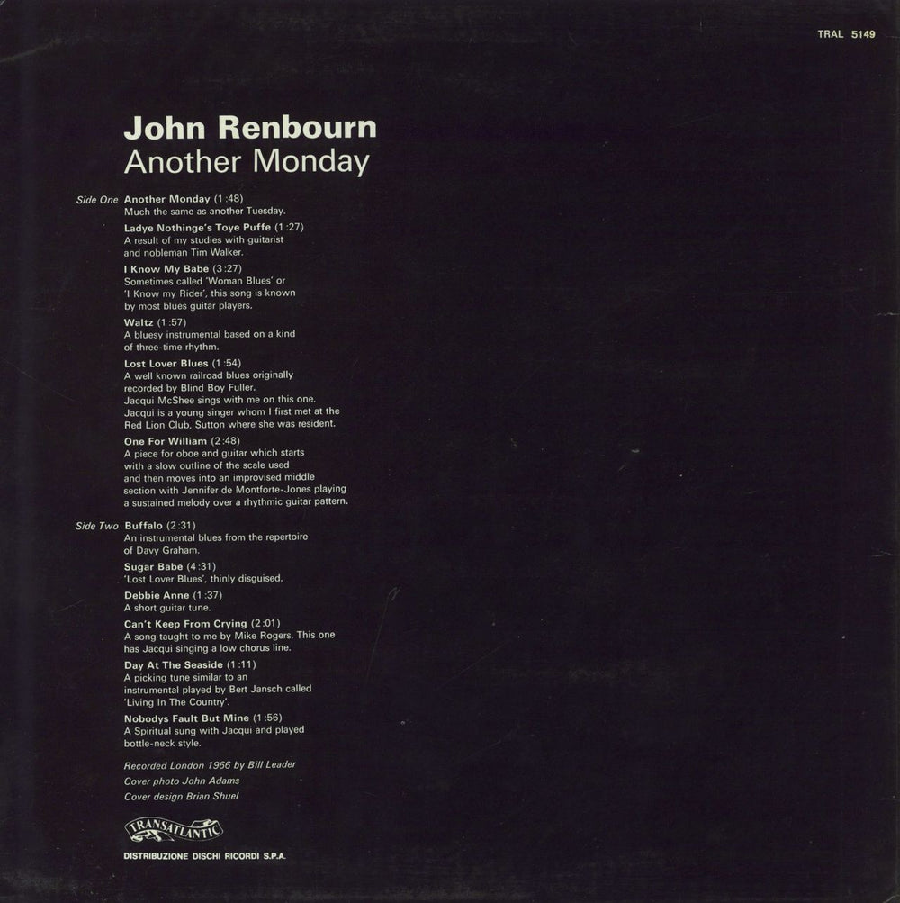 John Renbourn Another Monday UK vinyl LP album (LP record)