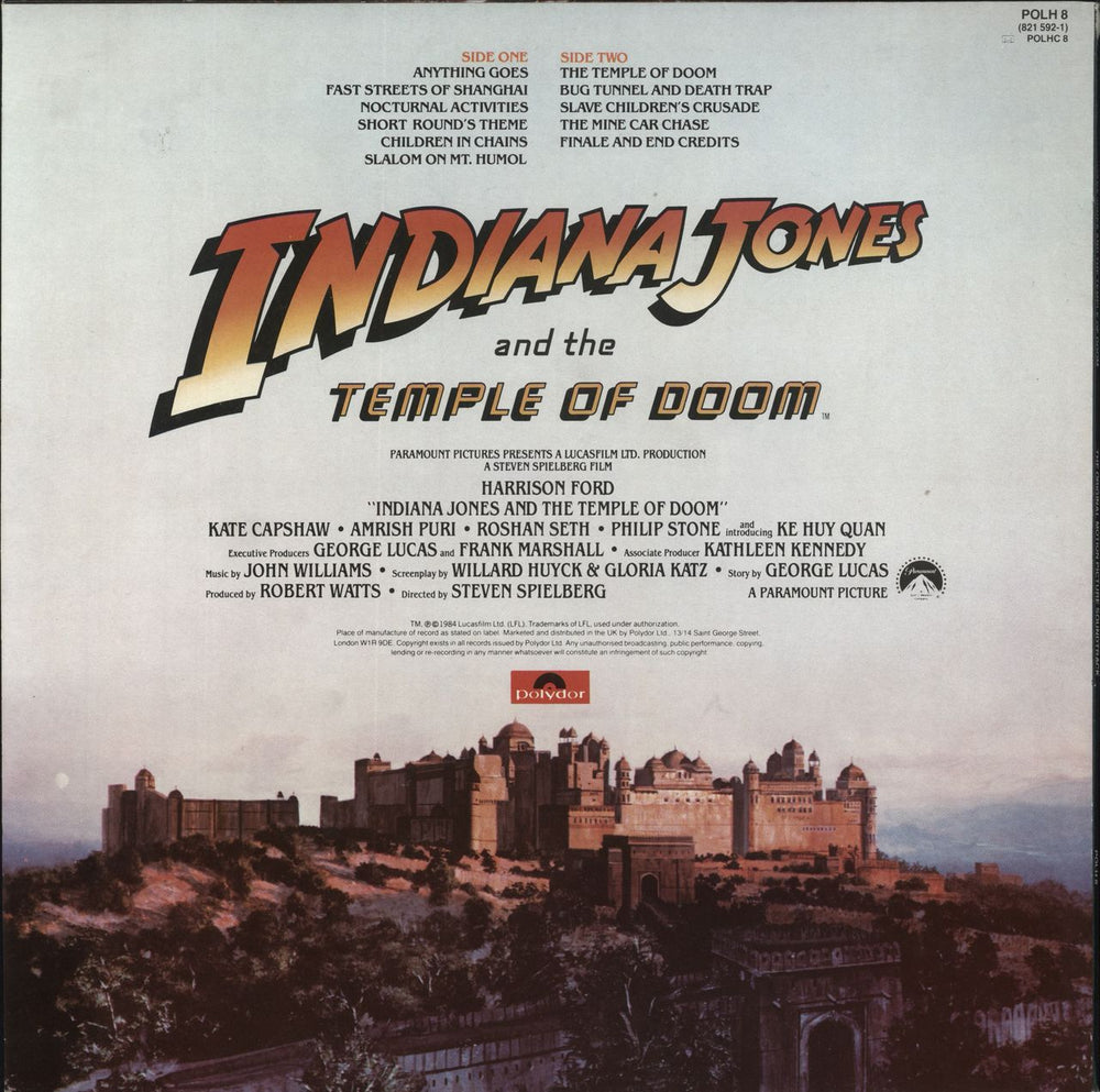 John Williams (Composer) Indiana Jones & The Temple Of Doom + insert UK vinyl LP album (LP record)