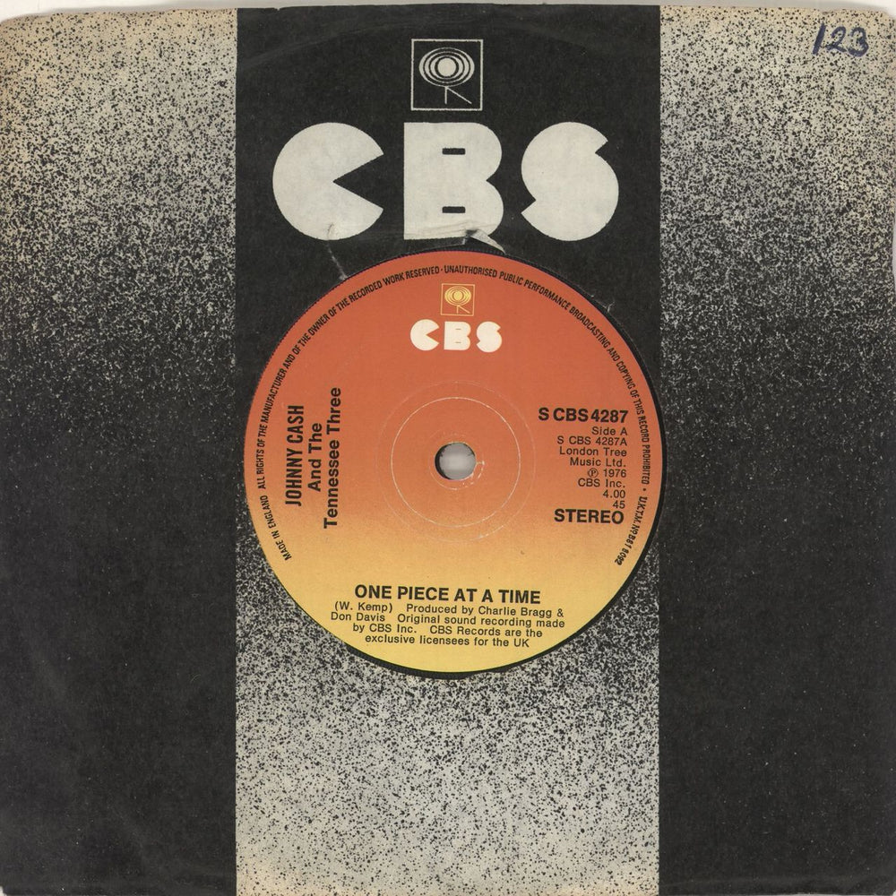 Johnny Cash One Piece At A Time UK 7" vinyl single (7 inch record / 45) SCBS4287