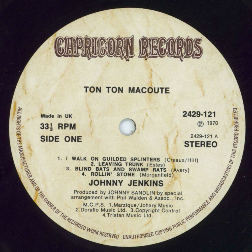 Johnny Jenkins Ton-Ton Macoute! UK vinyl LP album (LP record) OPKLPTO702848