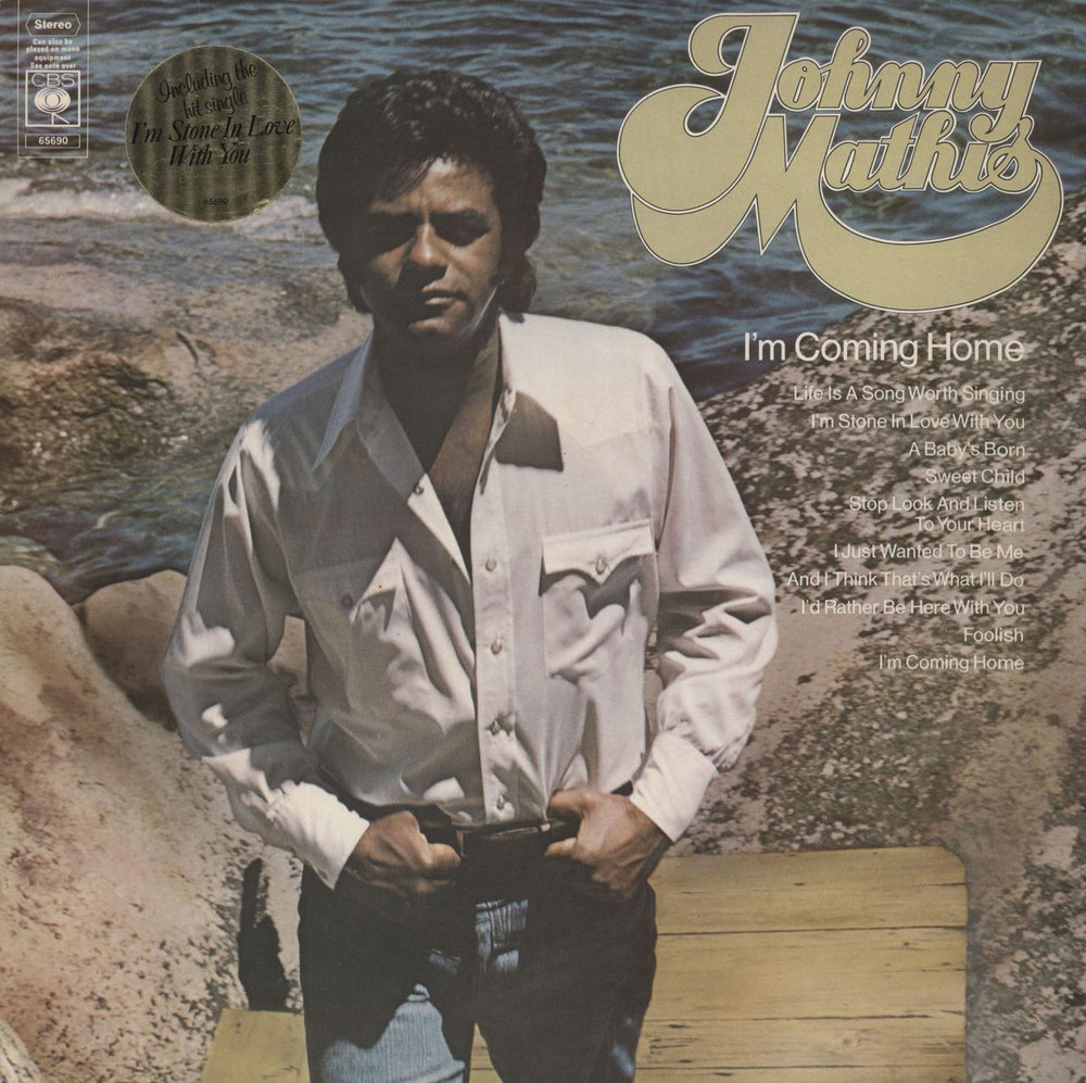 Johnny Mathis I'm Coming Home - Hype sticker UK vinyl LP album (LP record) 65690