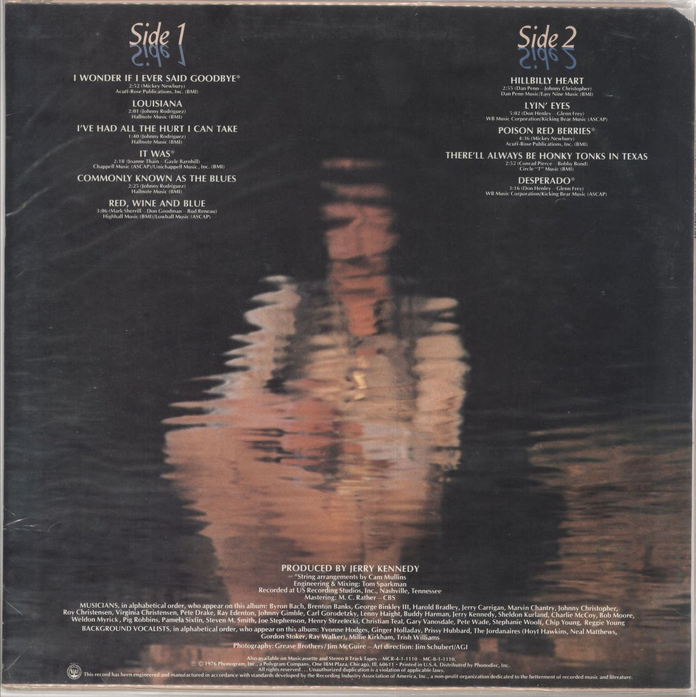 Johnny Rodriguez Reflecting US vinyl LP album (LP record)