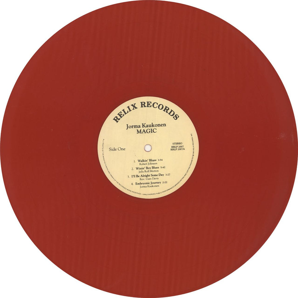 Jorma Kaukonen Magic - Red Vinyl US vinyl LP album (LP record) KAULPMA749313