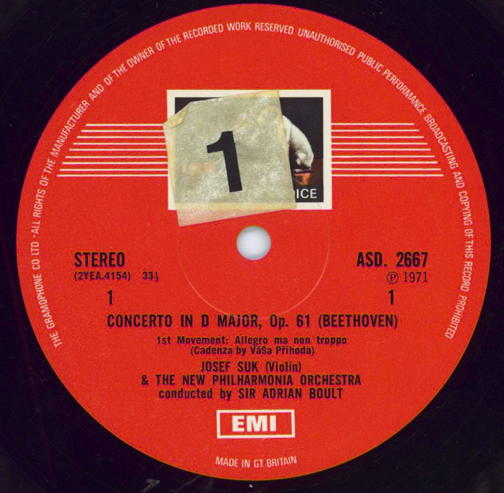Josef Suk (1929-2011) Beethoven: Violin Concerto / Coriolan Overture - 1st - Sample UK vinyl LP album (LP record) JVOLPBE785956