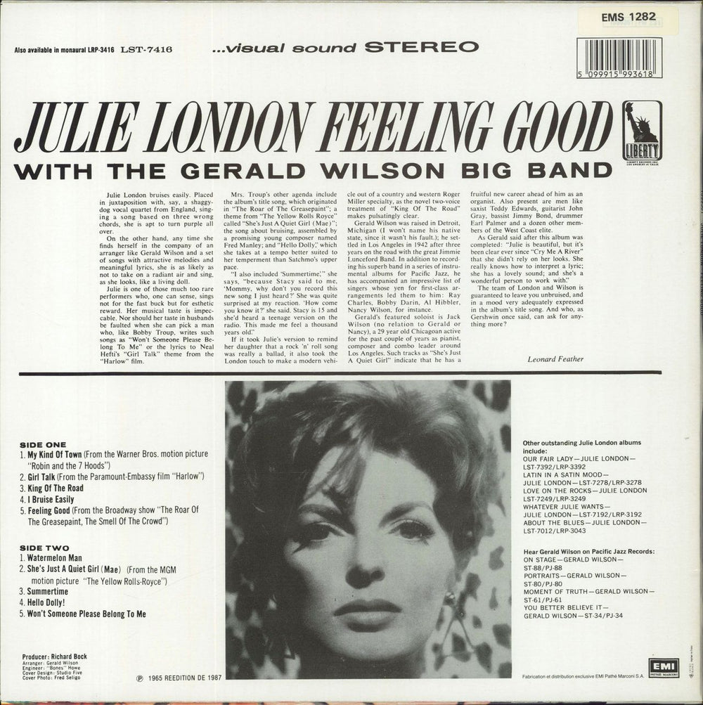 Julie London Feeling Good French vinyl LP album (LP record)