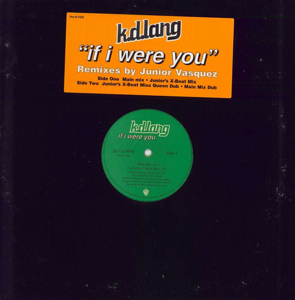 K.D. Lang If I Were You - Orange Vinyl US Promo 12" vinyl single (12 inch record / Maxi-single) PRO-A-7932