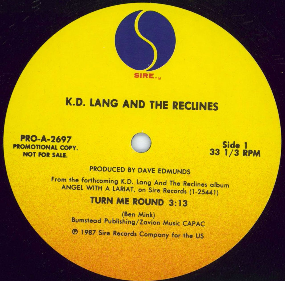 K.D. Lang Turn Me Round US Promo 12" vinyl single (12 inch record / Maxi-single) PROA2697