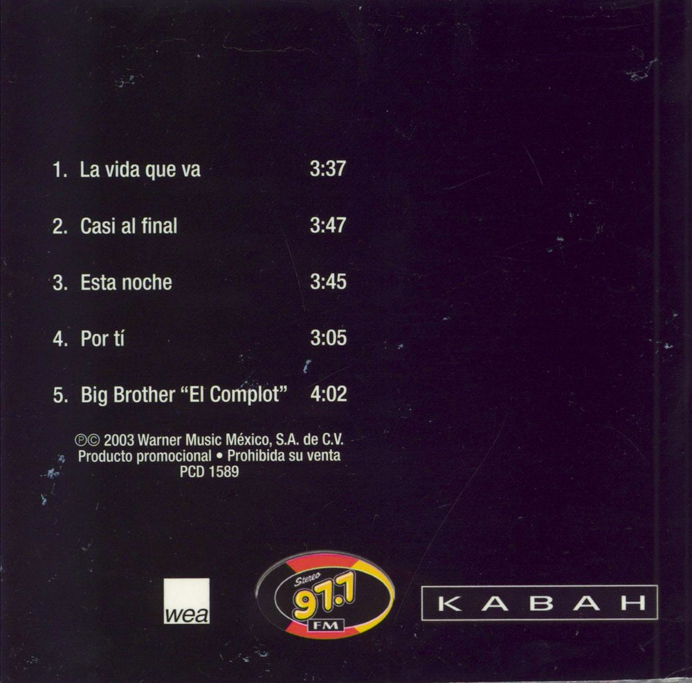 Kabah Stereo 97.7 FM Sampler Mexican Promo CD single (CD5 / 5")
