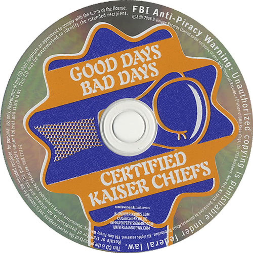 Kaiser Chiefs Good Days Bad Days US Promo CD single (CD5 / 5") KAZC5GO460526