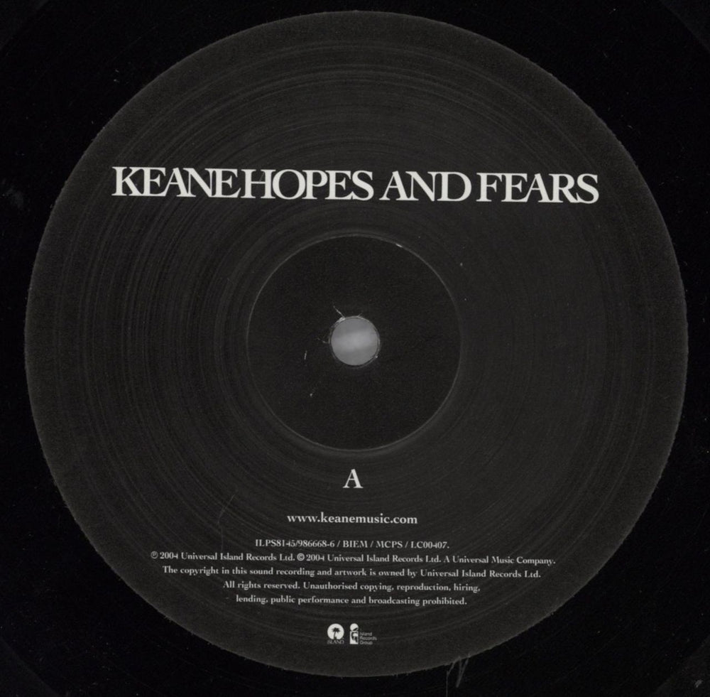 Keane (00s) Hopes And Fears - Numbered UK vinyl LP album (LP record) KANLPHO672908