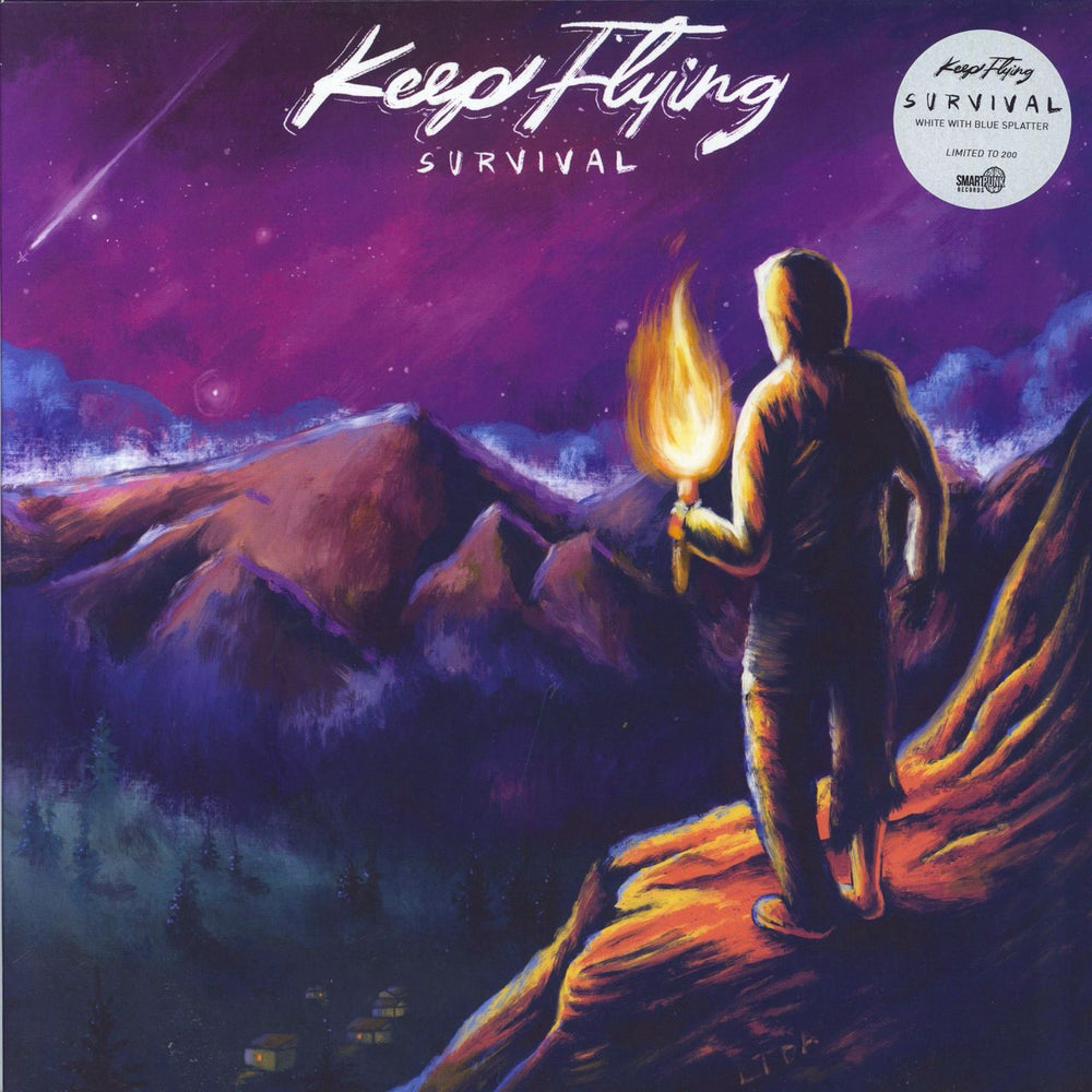 Keep Flying Survival - White with Blue Splatter US 12" vinyl single (12 inch record / Maxi-single) SPREC1051