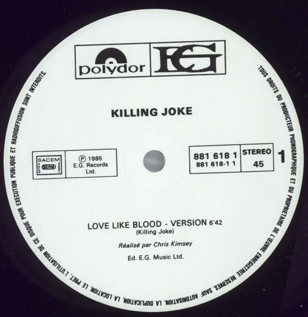 Killing Joke Love Like Blood French 12" vinyl single (12 inch record / Maxi-single) KIL12LO824773