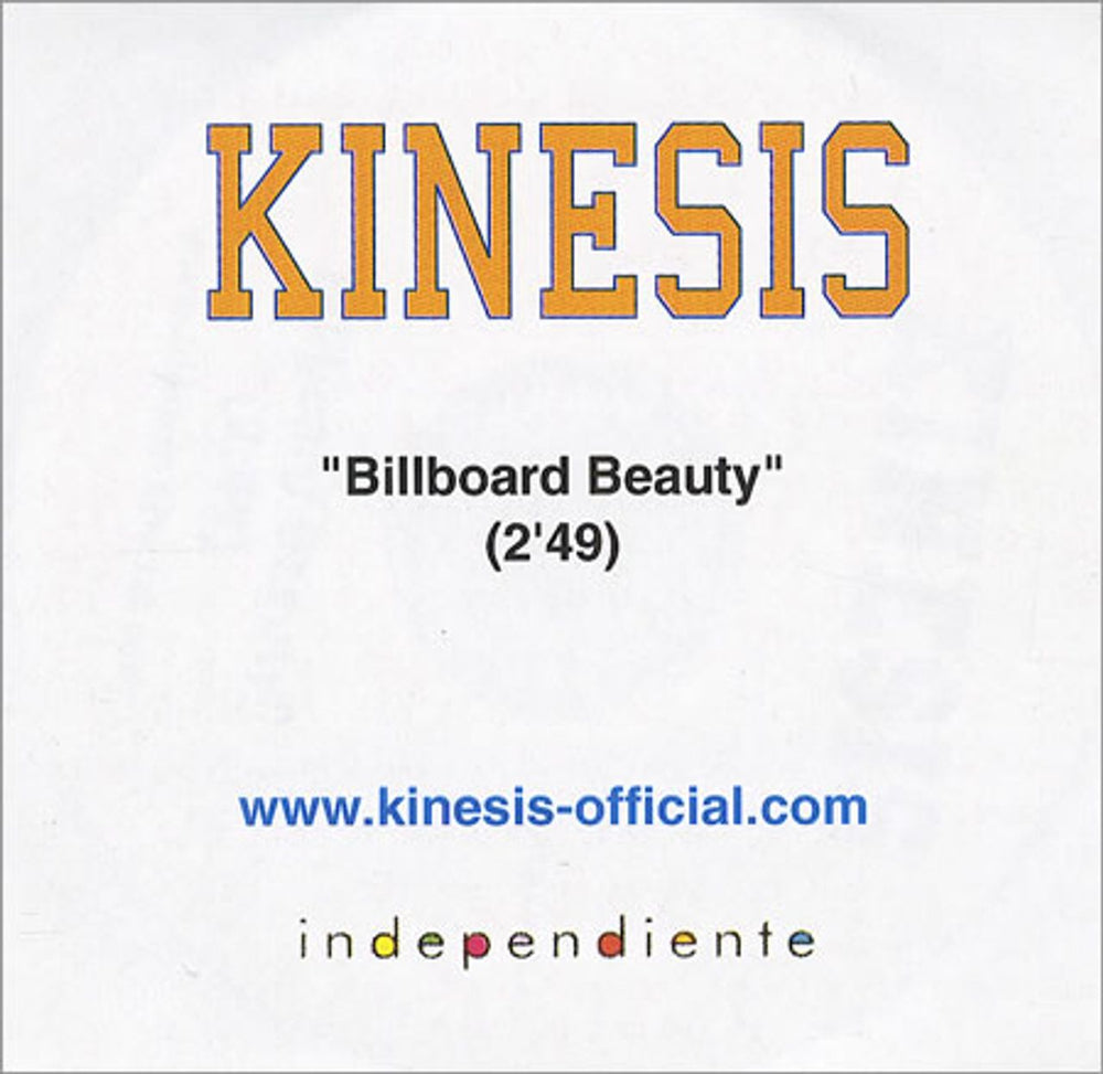 Kinesis Billboard Beauty UK Promo CD-R acetate CD-R ACETATE