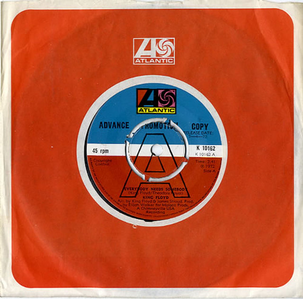 King Floyd Everybody Needs Somebody - A Label UK Promo 7" vinyl single (7 inch record / 45) K10162