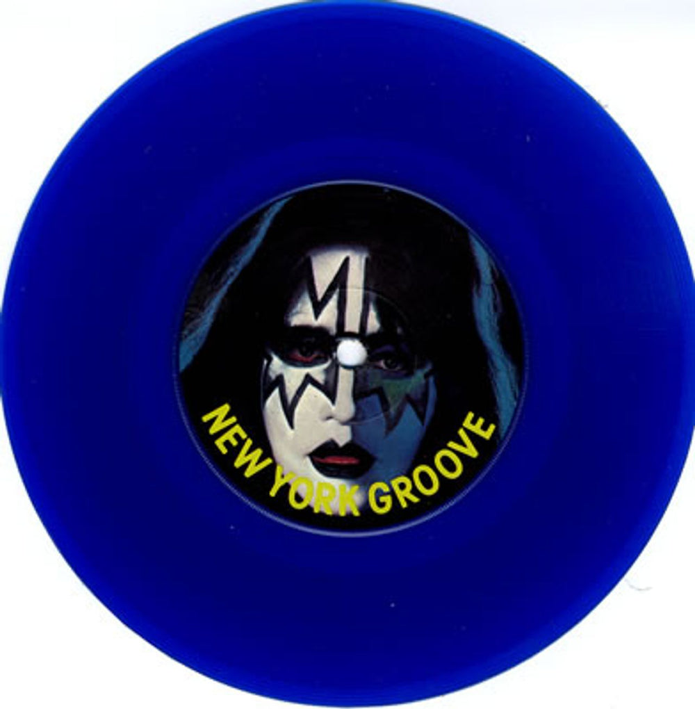 Kiss New York Groove - Blue Vinyl UK 7" vinyl single (7 inch record / 45) KIS07NE382414