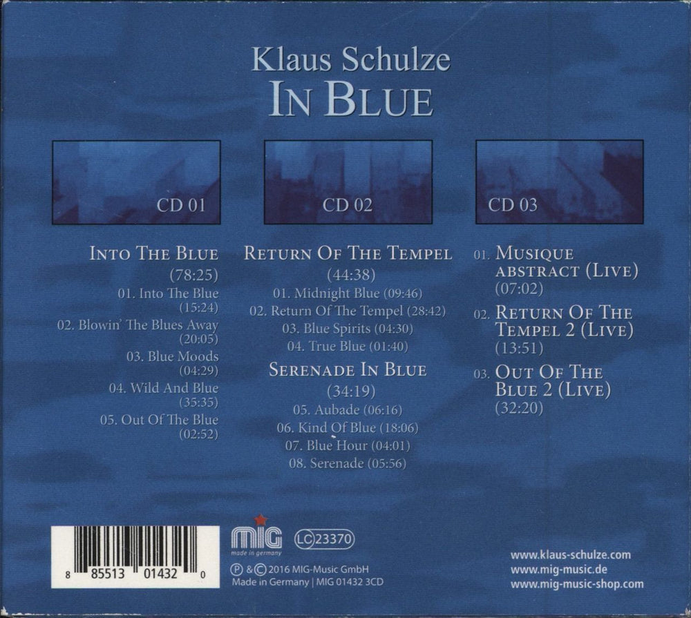 Klaus Schulze In Blue: Deluxe Edition German 3-CD album set (Triple CD) 885513014320