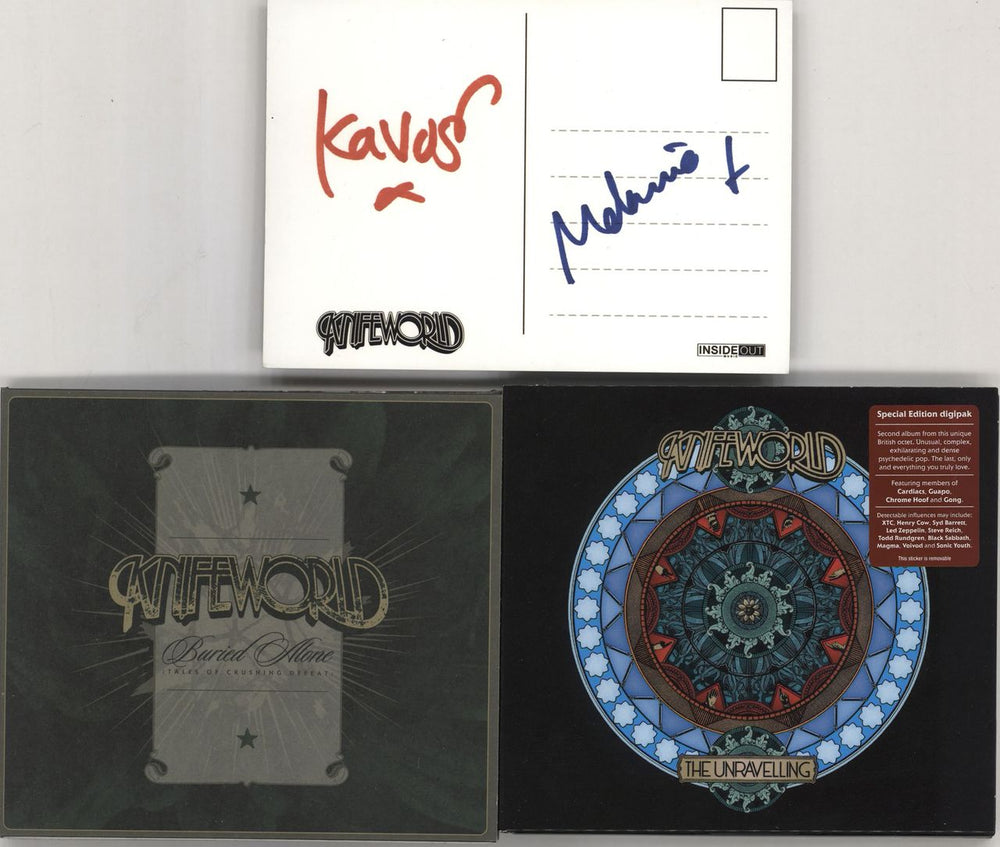 Knifeworld Buried Alone & The Unravelling + Signed Postcard UK 2 CD album set (Double CD) BRR002/0506858