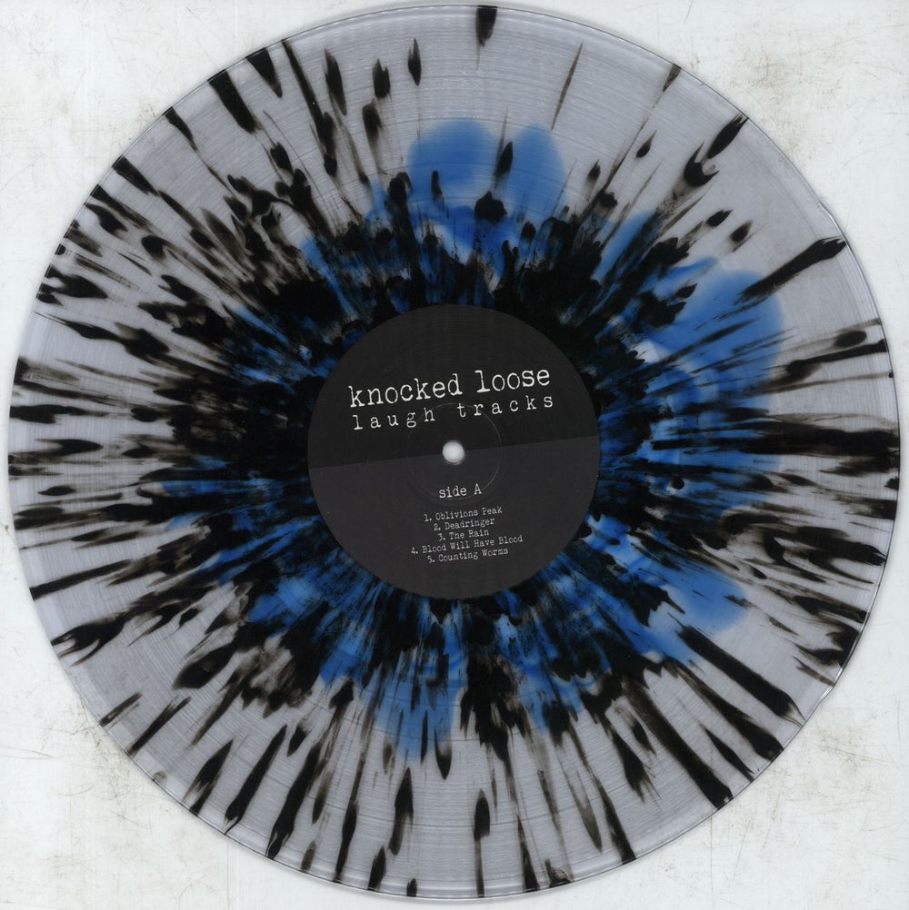 Knocked Loose Laugh Tracks - Blue In Clear With Black Splatter - Open Shrink US vinyl LP album (LP record) 4YOLPLA816449