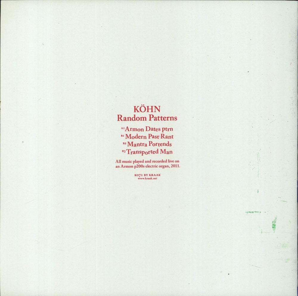 Köhn Random Patterns Belgian vinyl LP album (LP record)