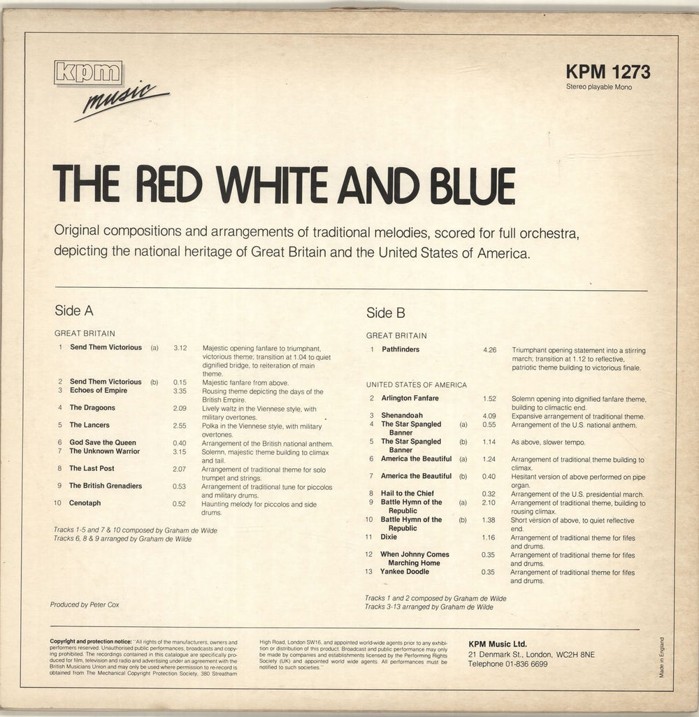 KPM Library The Red White And Blue UK vinyl LP album (LP record)