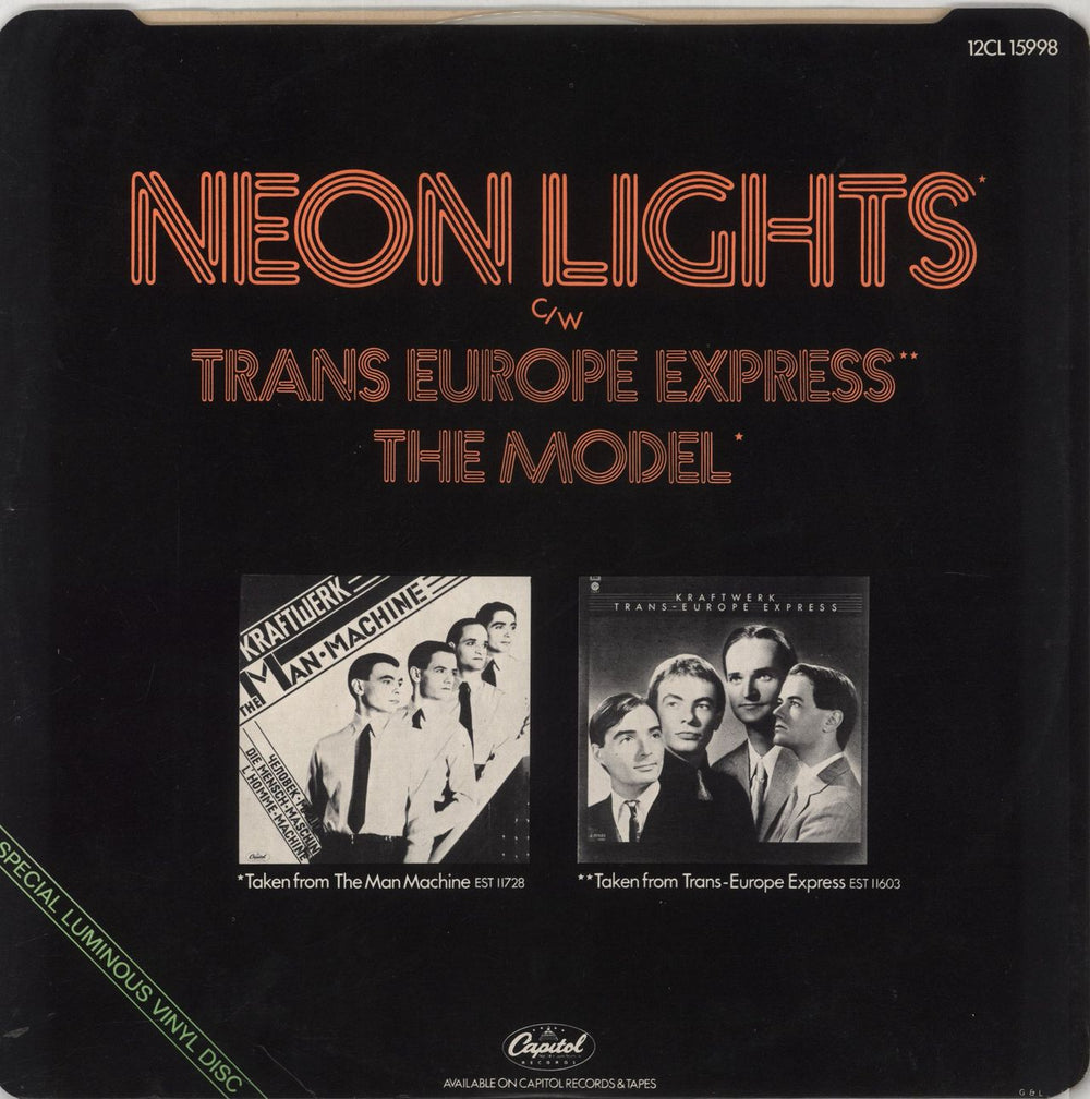 Kraftwerk Neon Lights - Luminous UK 12" vinyl single (12 inch record / Maxi-single)