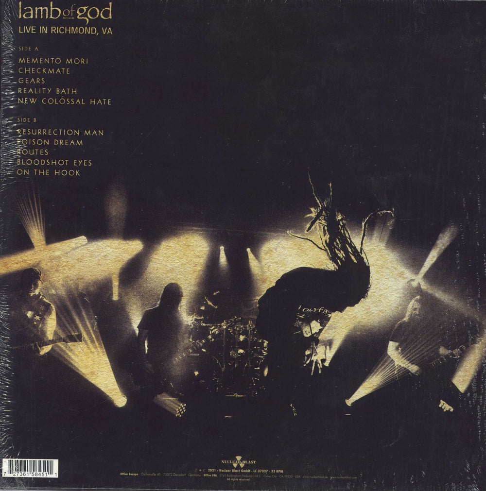 Lamb Of God Live In Richmond, VA - Shrink UK vinyl LP album (LP record) 727361584511