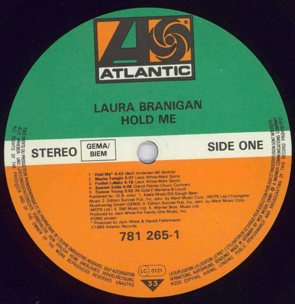 Laura Branigan Hold Me German vinyl LP album (LP record) BRALPHO831916