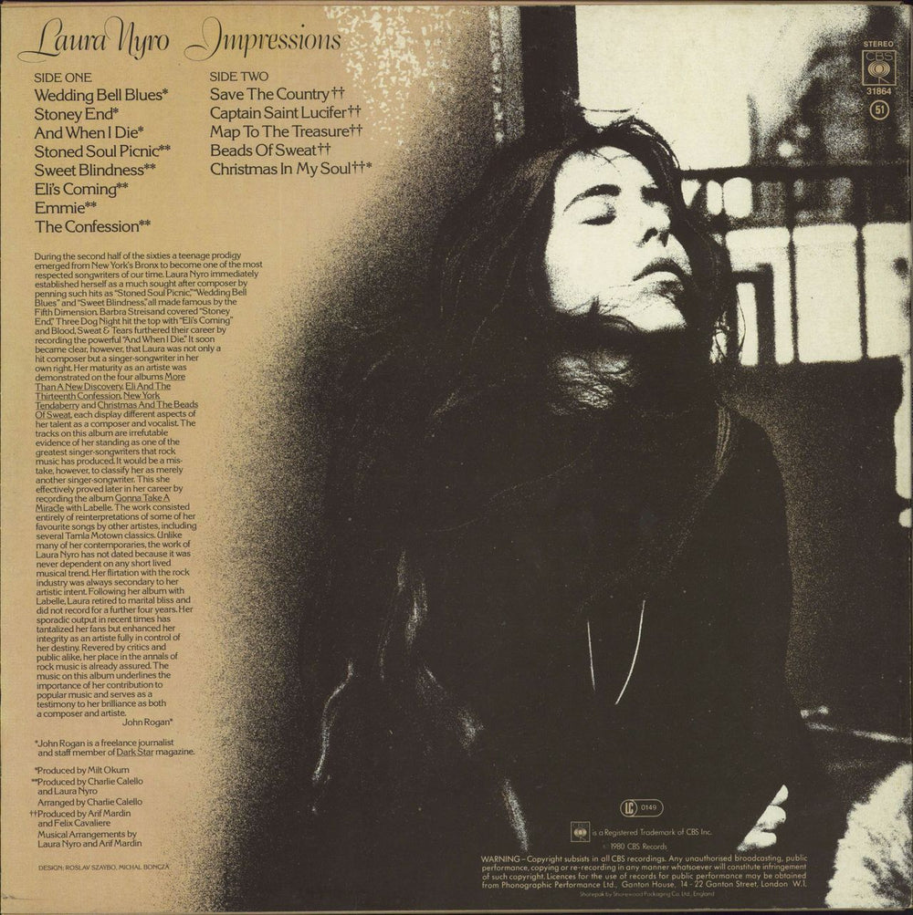 Laura Nyro Impressions UK vinyl LP album (LP record)