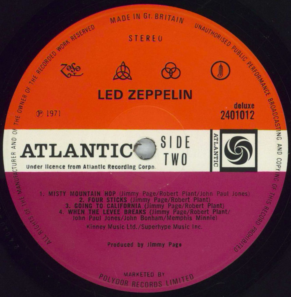 Led Zeppelin Led Zeppelin IV - 5th - Inverted Feather UK vinyl LP album (LP record) ZEPLPLE827851