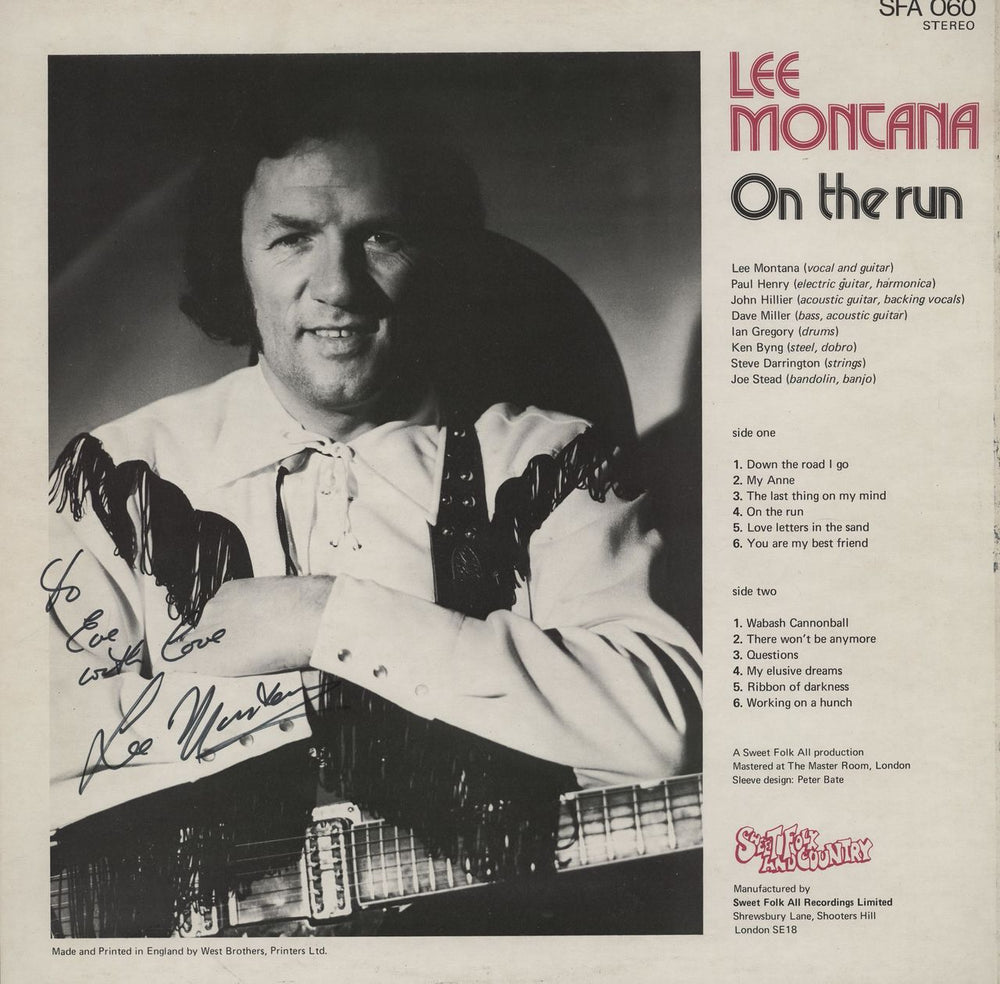 Lee Montana On The Run - Autographed UK vinyl LP album (LP record)