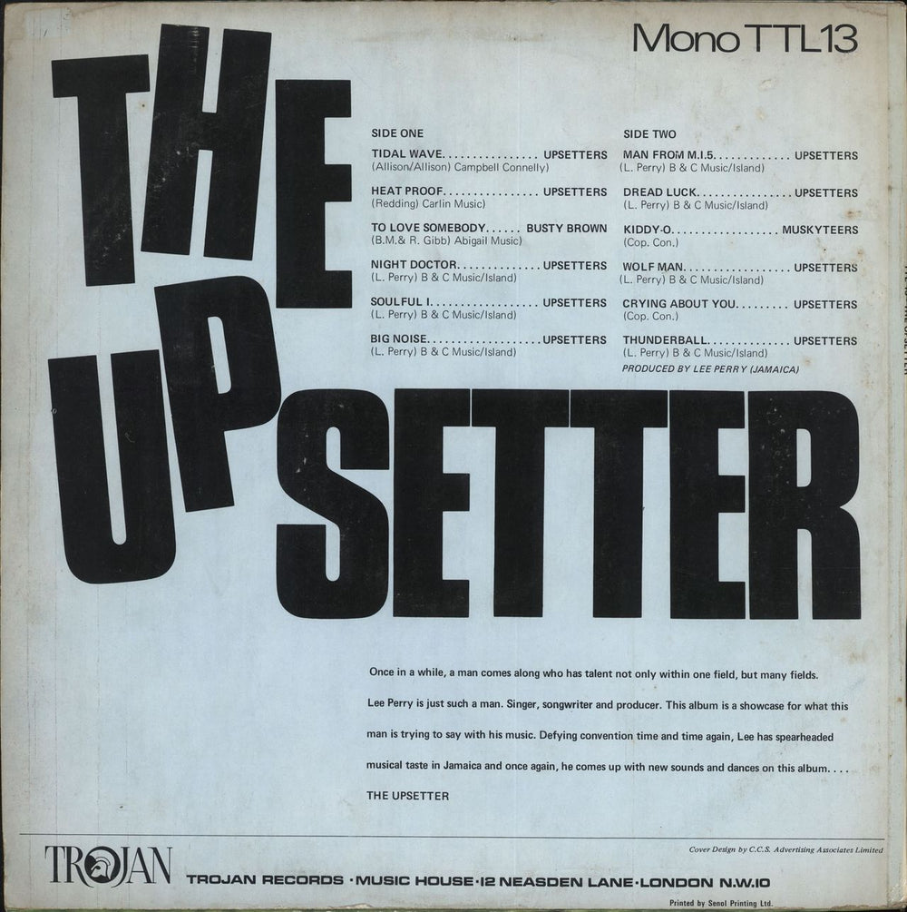 Lee Perry The Upsetter UK vinyl LP album (LP record)