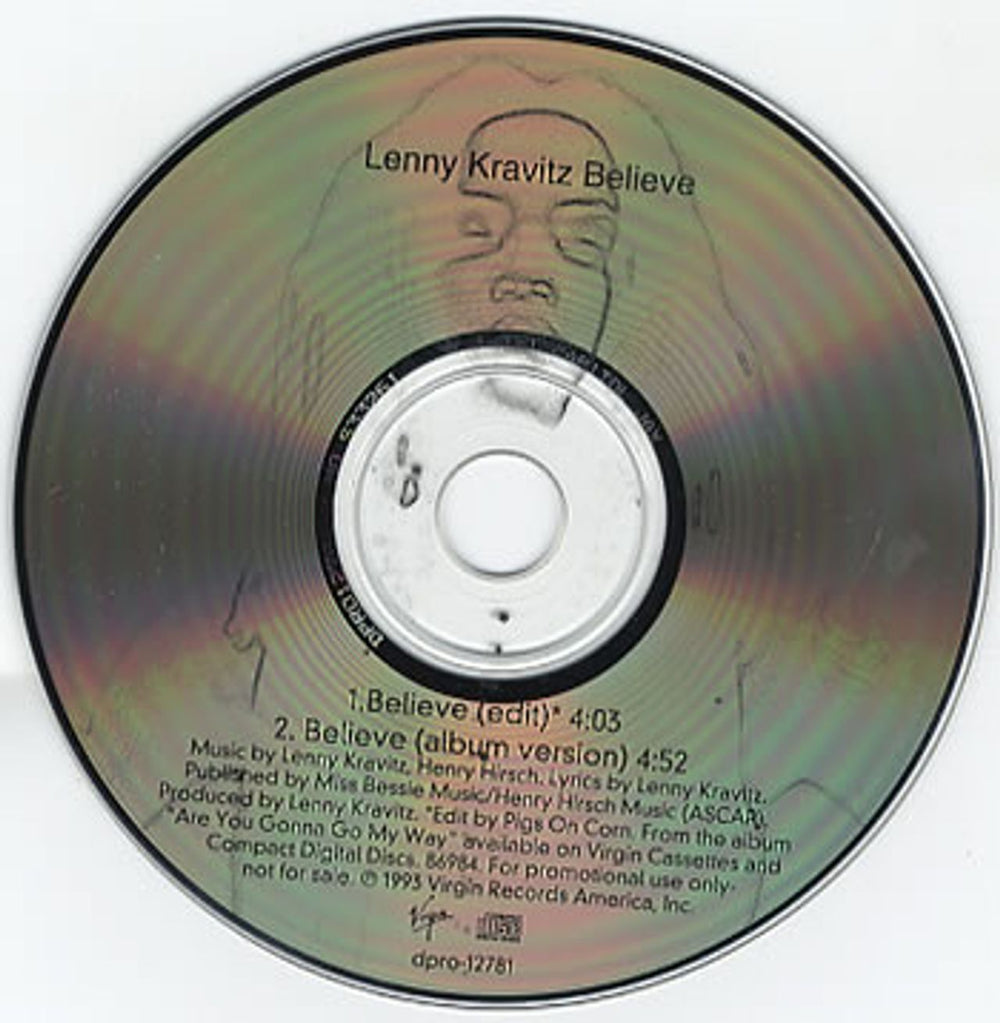 Lenny Kravitz Believe US Promo CD single (CD5 / 5") KVZC5BE18818