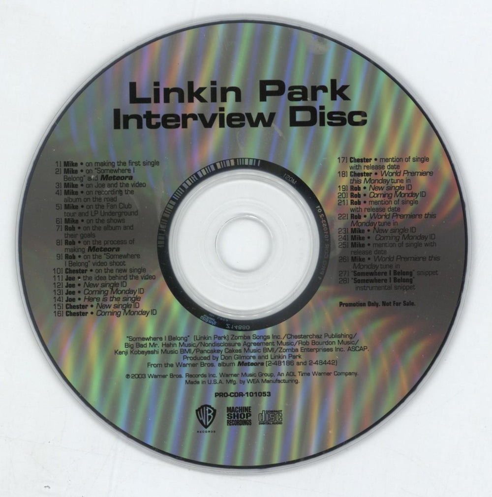 Linkin Park Interview Disc US Promo CD album (CDLP) PRO-CDR-101053