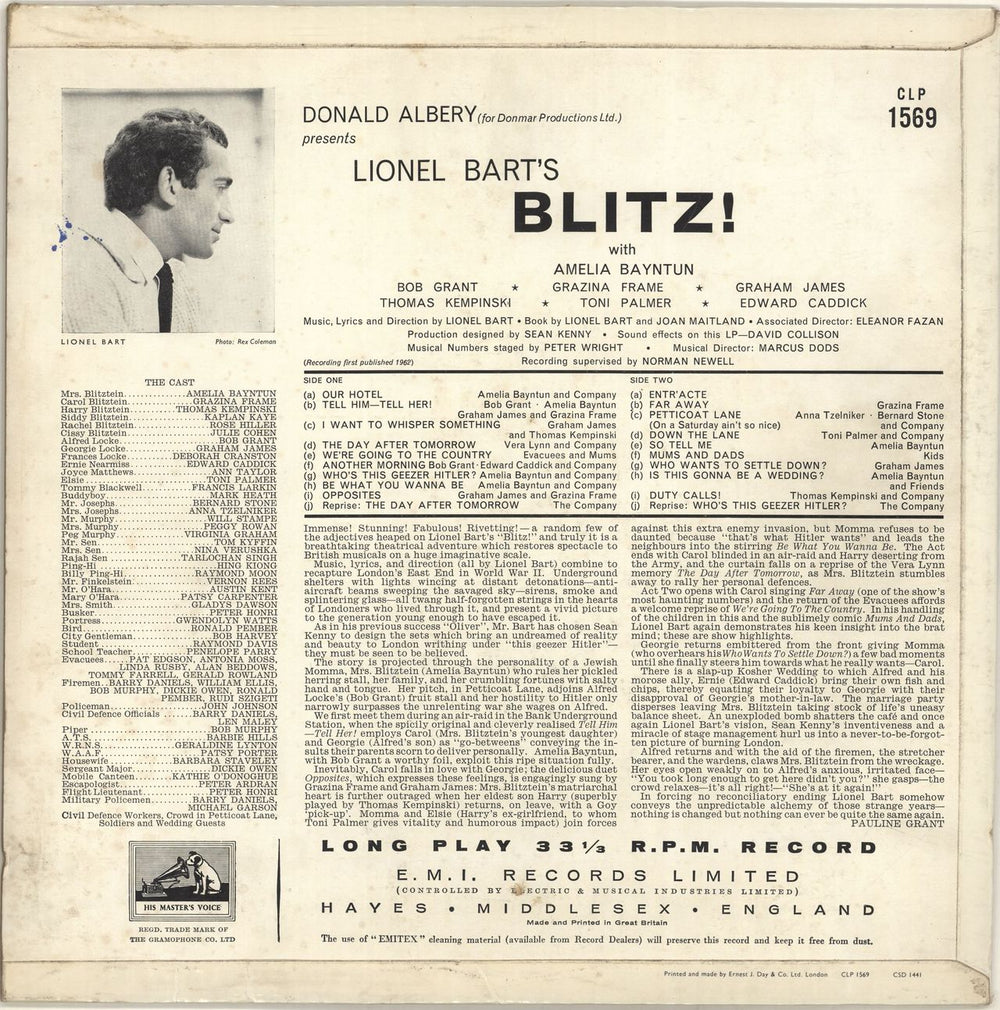 Lionel Bart Blitz! + bonus 7" UK vinyl LP album (LP record) L/BLPBL456983