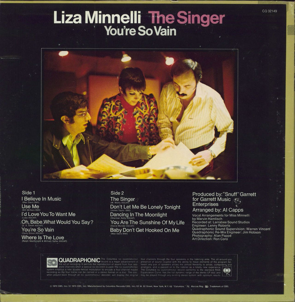 Liza Minnelli The Singer US vinyl LP album (LP record)