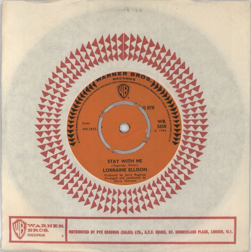Lorraine Ellison Stay With Me UK 7" vinyl single (7 inch record / 45) WB5850