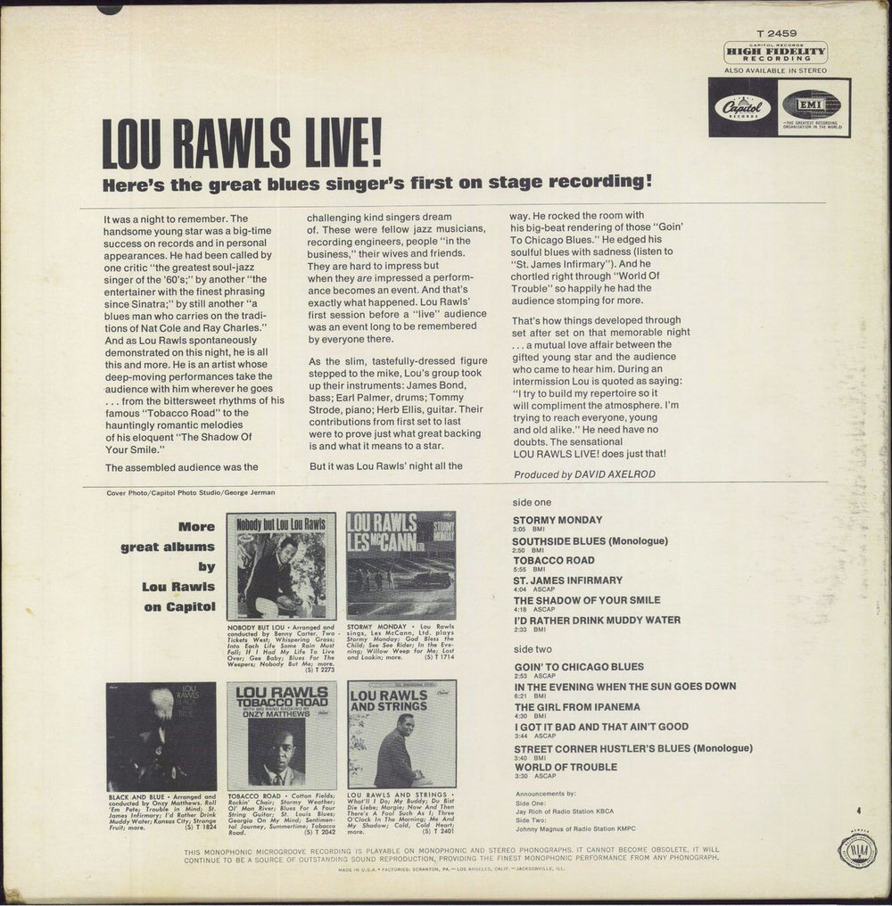 Lou Rawls Live! US vinyl LP album (LP record)