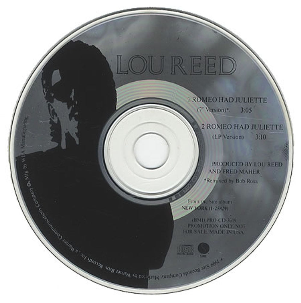 Lou Reed Romeo Had Juliette US Promo CD single (CD5 / 5") PRO-CD-3619