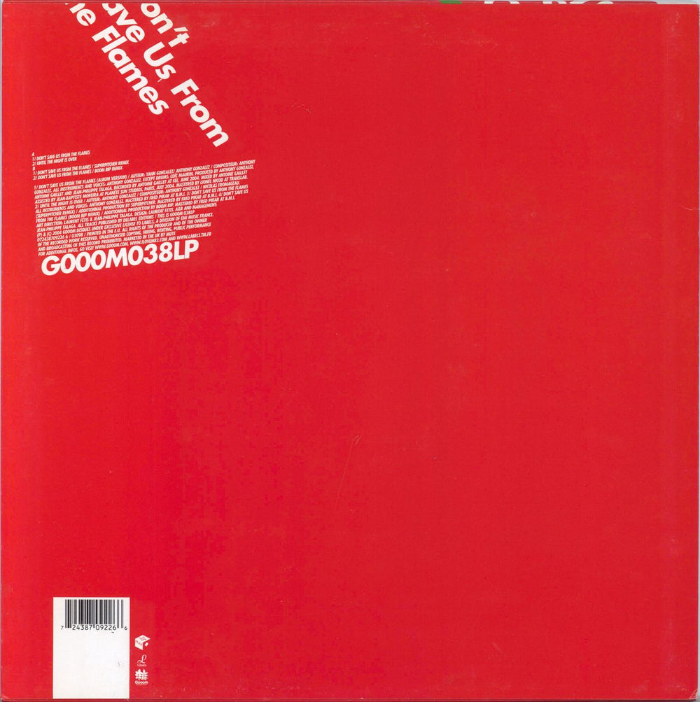 M83 Don't Save Us From The Flames French 12" vinyl single (12 inch record / Maxi-single) 724387092266