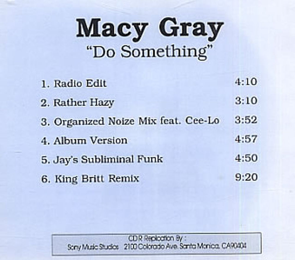 Macy Gray Do Something US Promo CD-R acetate CDR ACETATE